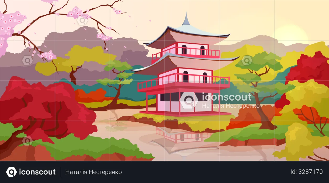 Pagode japonês  Ilustração