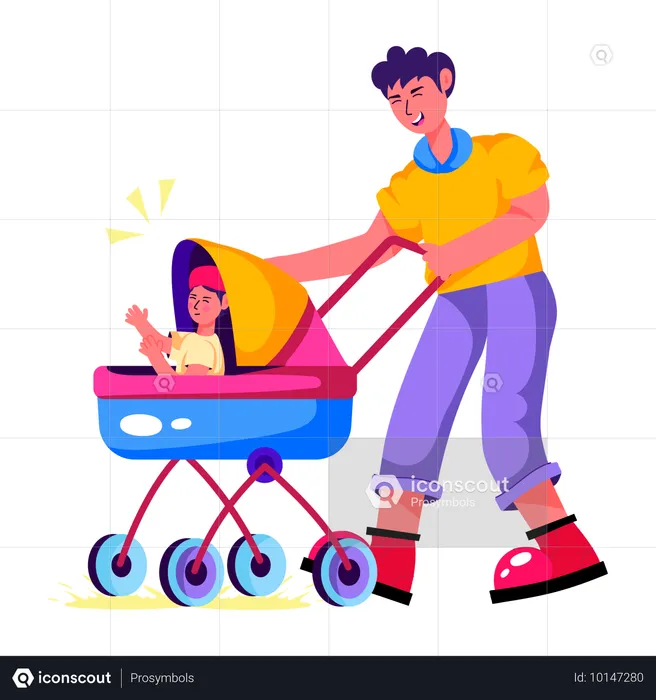 Pai leva seu bebê para passear  Ilustração