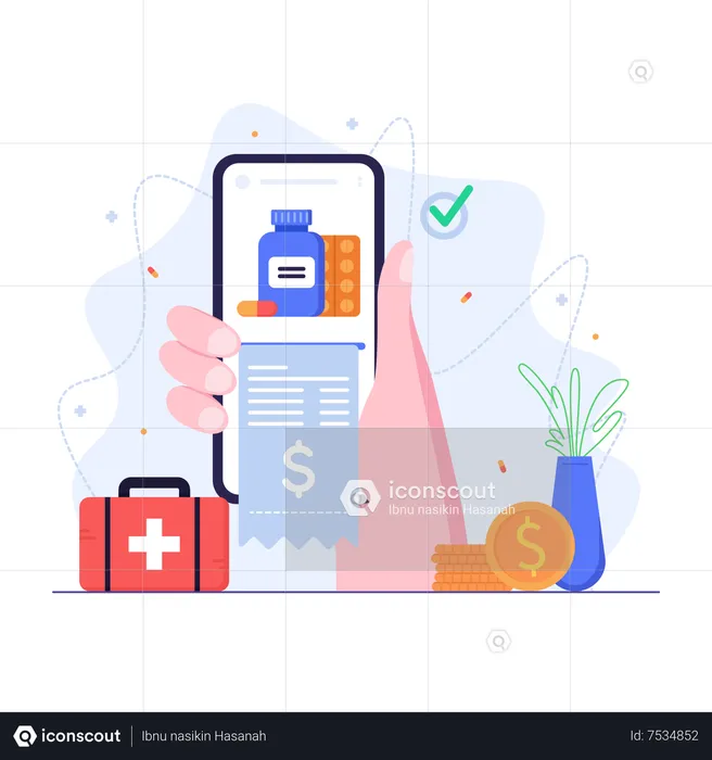 Paiement de facture médicale en ligne  Illustration