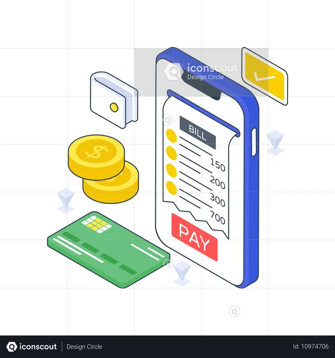 Paiement de factures via mobile  Illustration