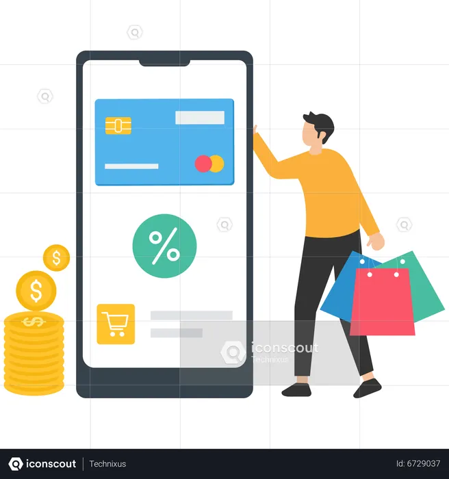 Paiement en ligne pour faire ses courses  Illustration