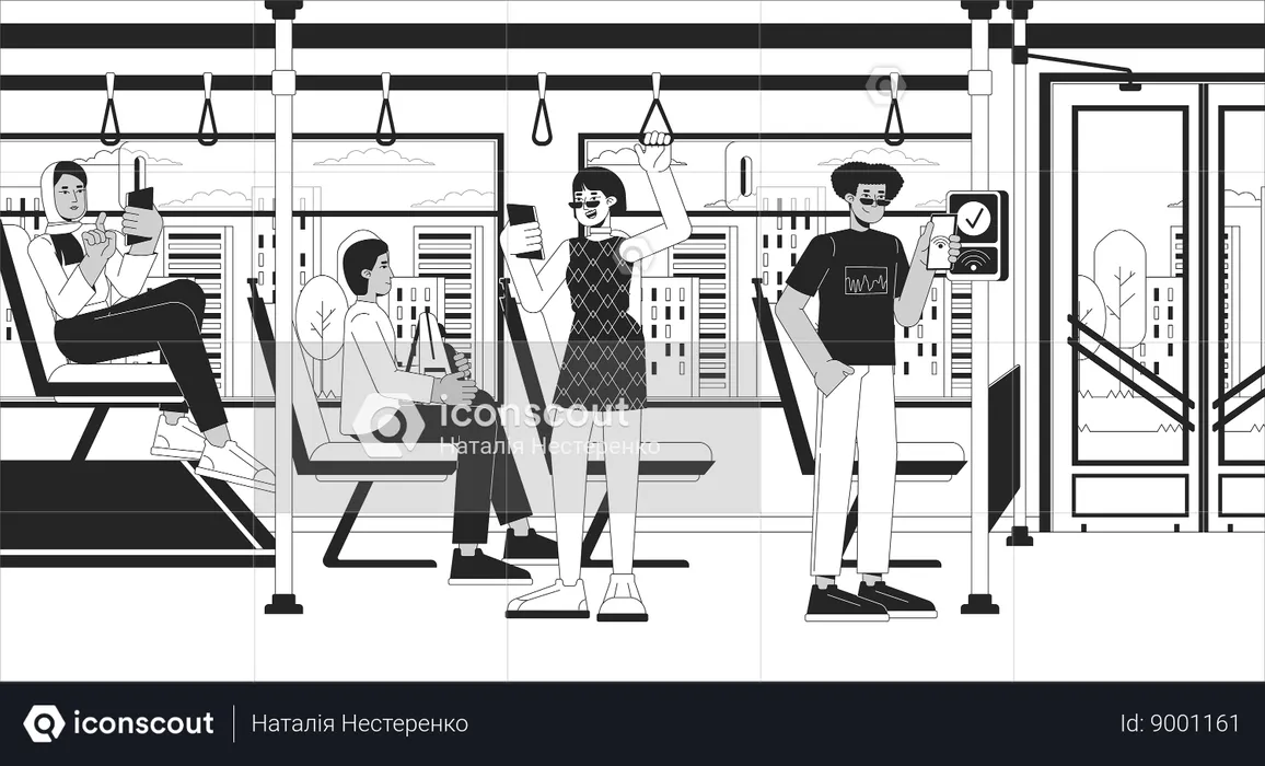 Paiement sans contact dans les transports publics  Illustration