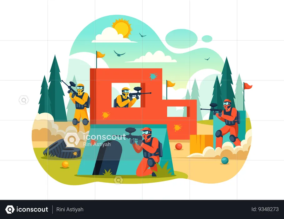 Paintball Game Play  Illustration