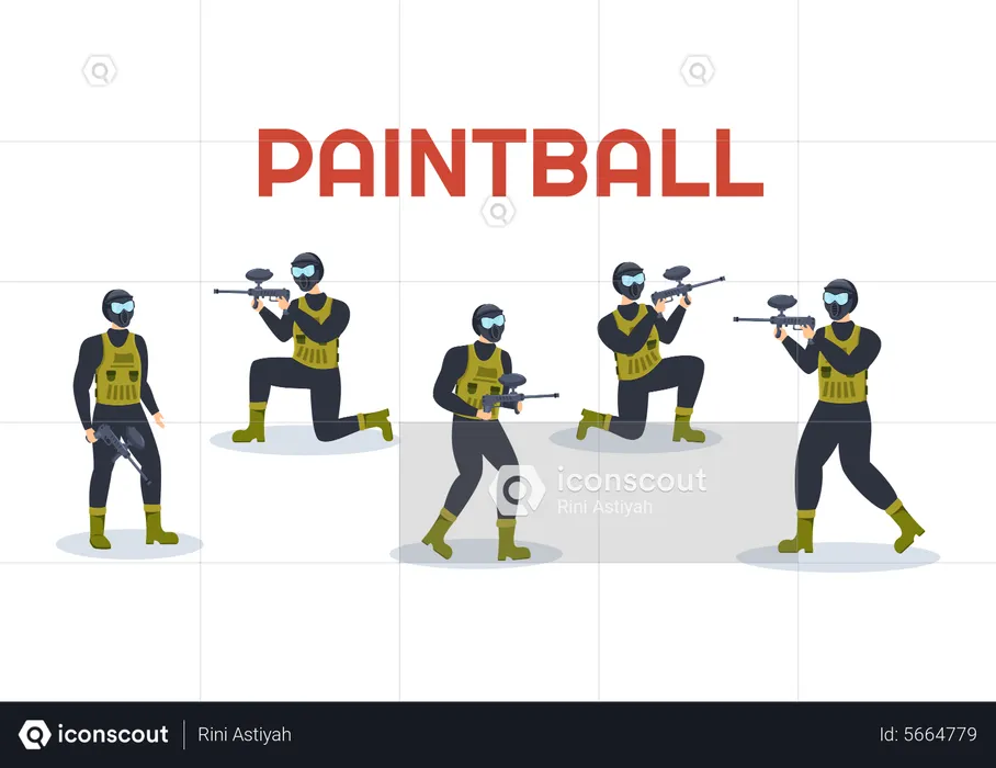 Paintball sports player  Illustration