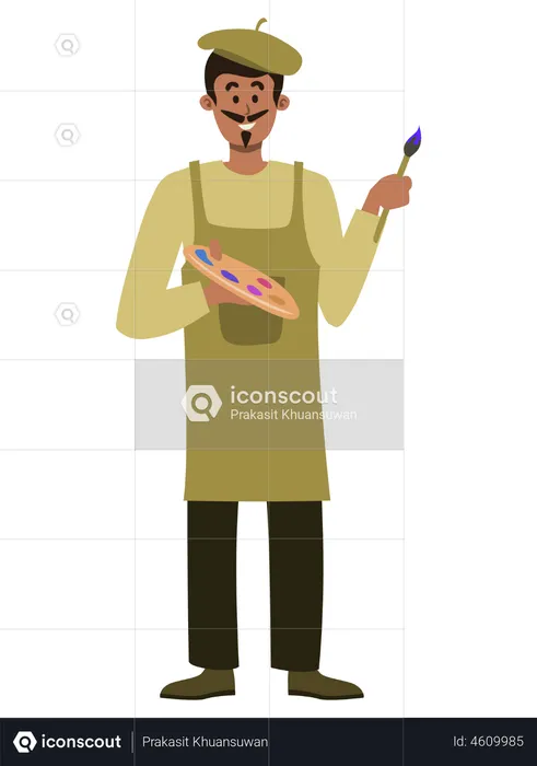 Painter holding brush  Illustration