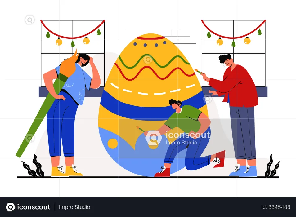 Painting egg on Easter Sunday  Illustration