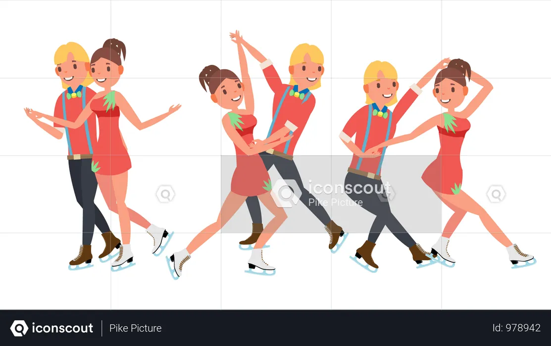 Pair Figure Skating Couple Boy And Girl  Illustration
