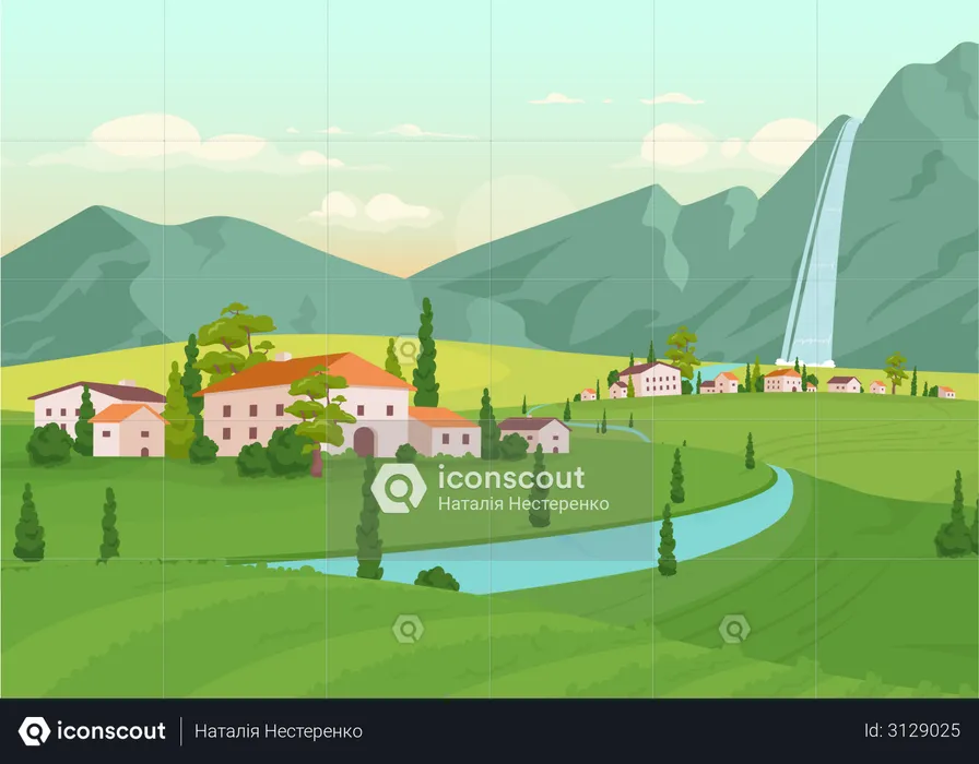 Paisaje de Toscana  Ilustración