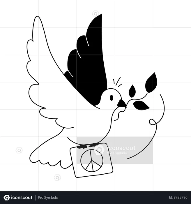 Pájaro volando con signo de la paz  Ilustración