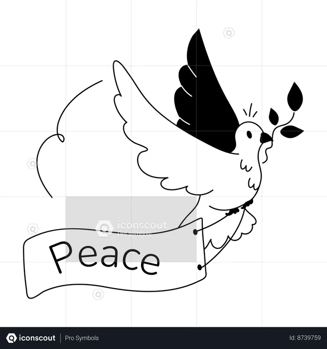 Pájaro volando con signo de la paz  Ilustración