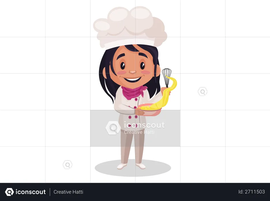 Chica de panadería cocinando  Ilustración