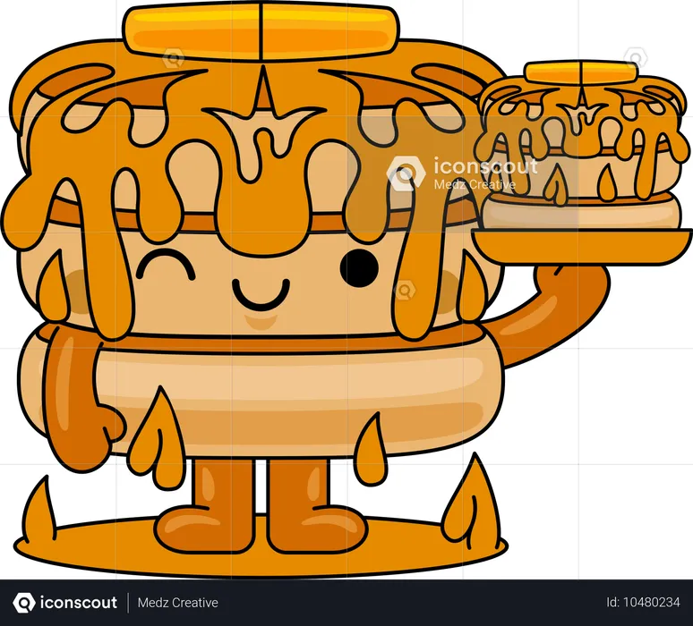 Pancake Mascot Character holding Pancake  Illustration