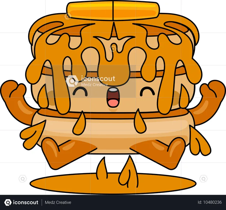 Pancake Mascot Character jumping happily  Illustration