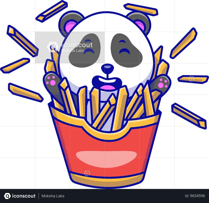 Panda dans des frites  Illustration