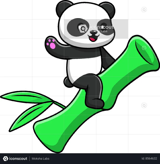 Panda chevauchant du bambou  Illustration