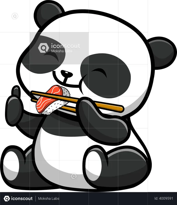 Panda fofo come sushi  Ilustração