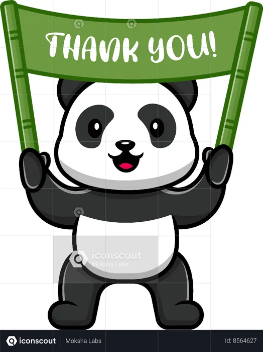 Panda Holding Thank You Banner  Illustration