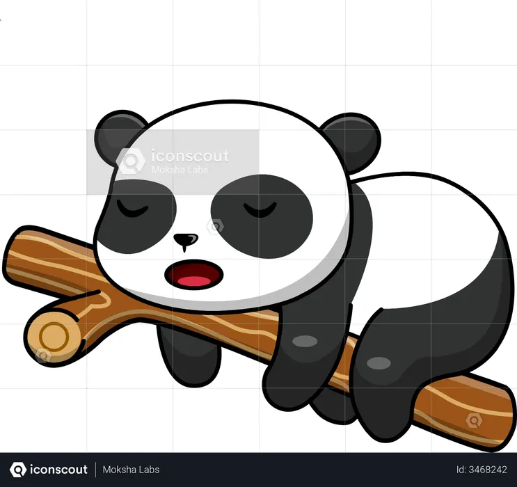 Panda Sleeping on Tree  Illustration