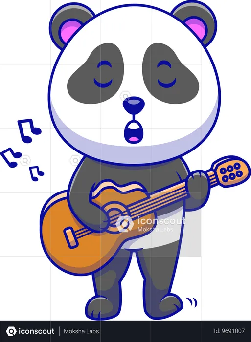 Panda tocando la guitarra  Ilustración