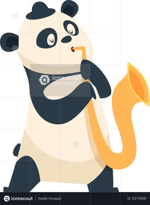 Panda tocando la trompeta  Ilustración