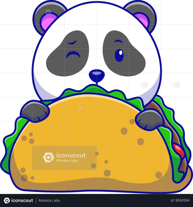 Panda versteckt sich in einem Taco  Illustration