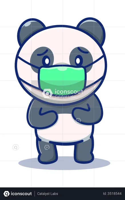 Panda Wearing face mask  Illustration