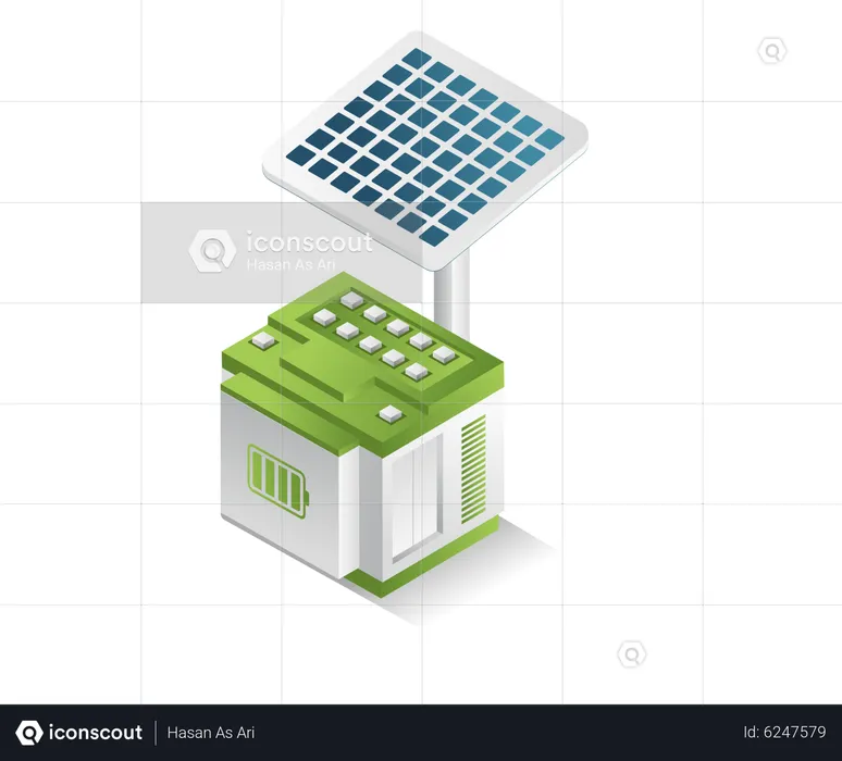 Panel solar con bateria  Ilustración