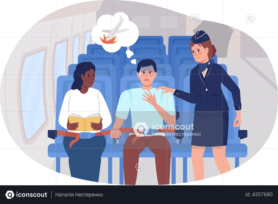 Panic attack during flight  Illustration