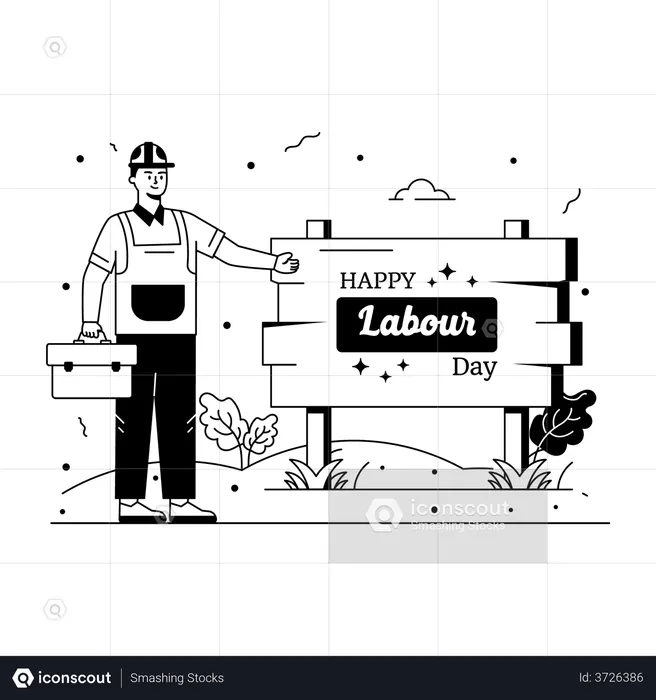 Panneau d'affichage de la fête du travail  Illustration