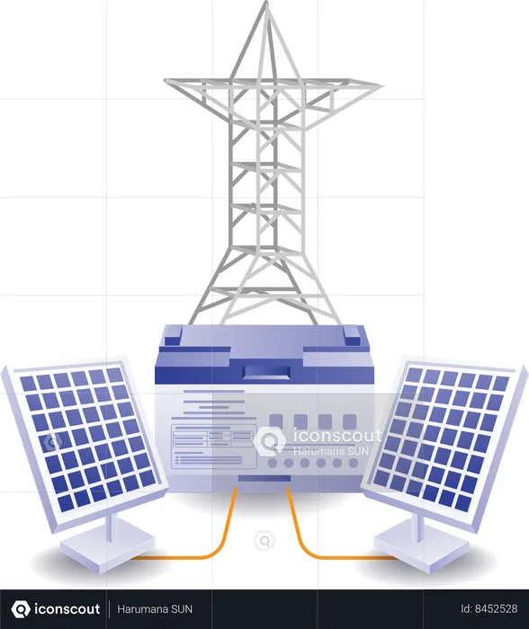 Panneau solaire écologique pour les lignes électriques domestiques  Illustration