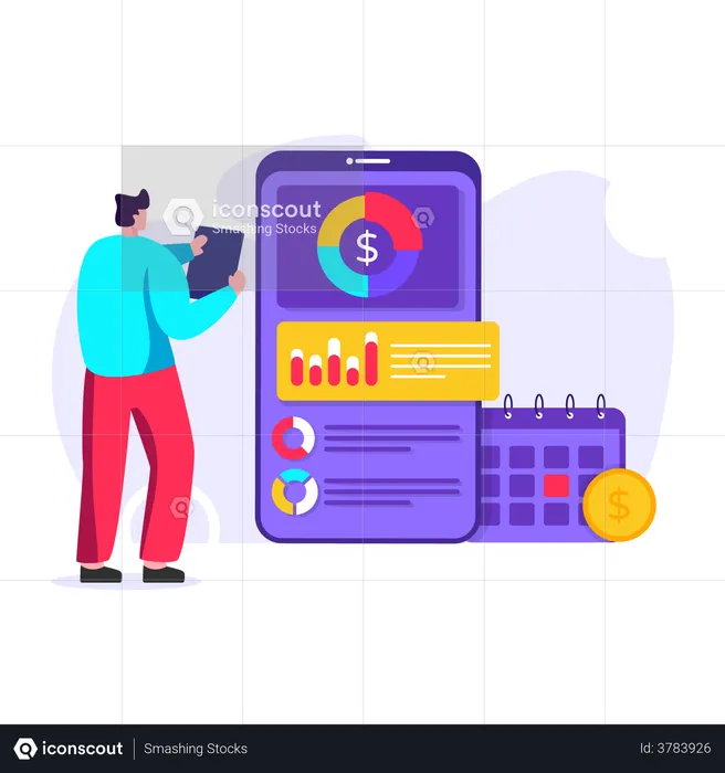 Panning budget using smartphone app  Illustration