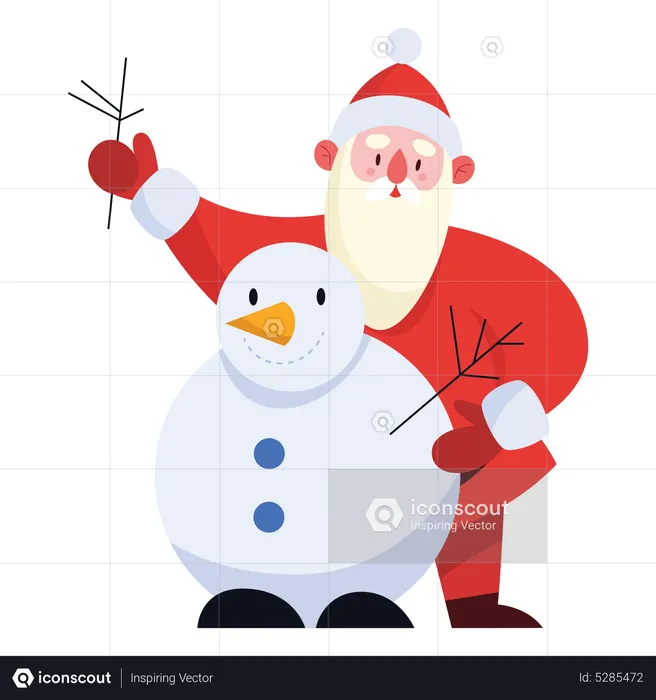 Papá noel con muñeco de nieve  Illustration