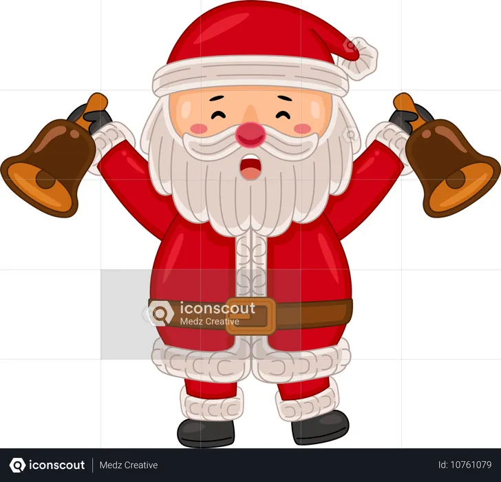 Santa claus sosteniendo campanas  Ilustración