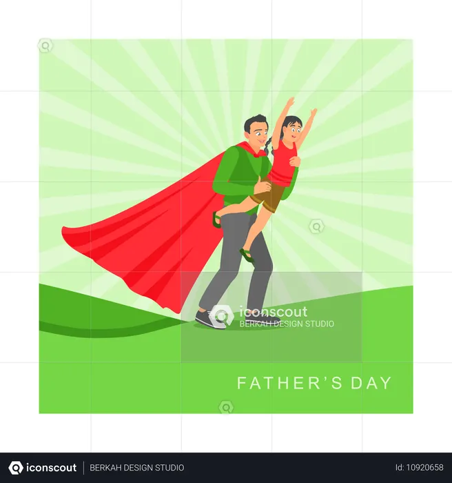 Papa porte un costume de super-héros  Illustration