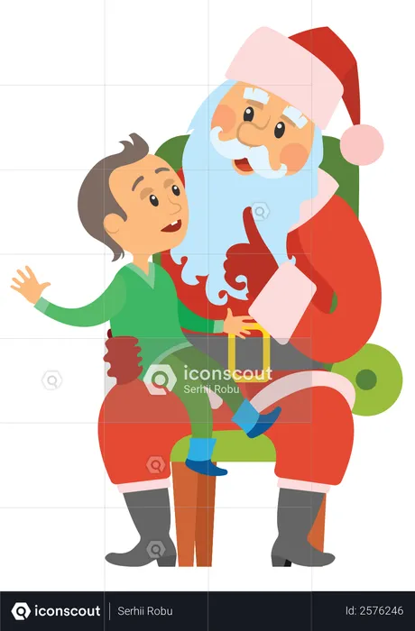 Papai Noel mimando menino  Ilustração