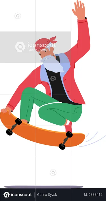 Papai Noel andando de skate  Ilustração