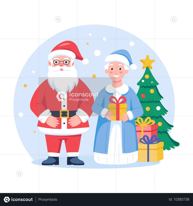 Papai Noel com esposa  Ilustração