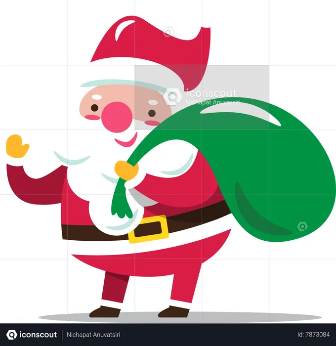 Papai Noel com saco de presente  Ilustração