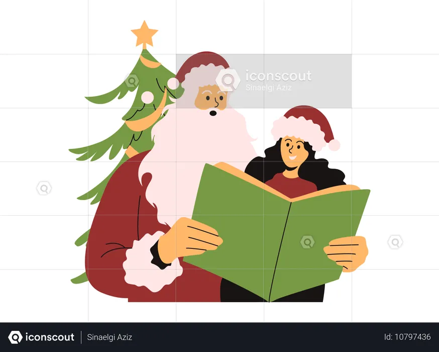 Papai Noel contando histórias de amor  Ilustração