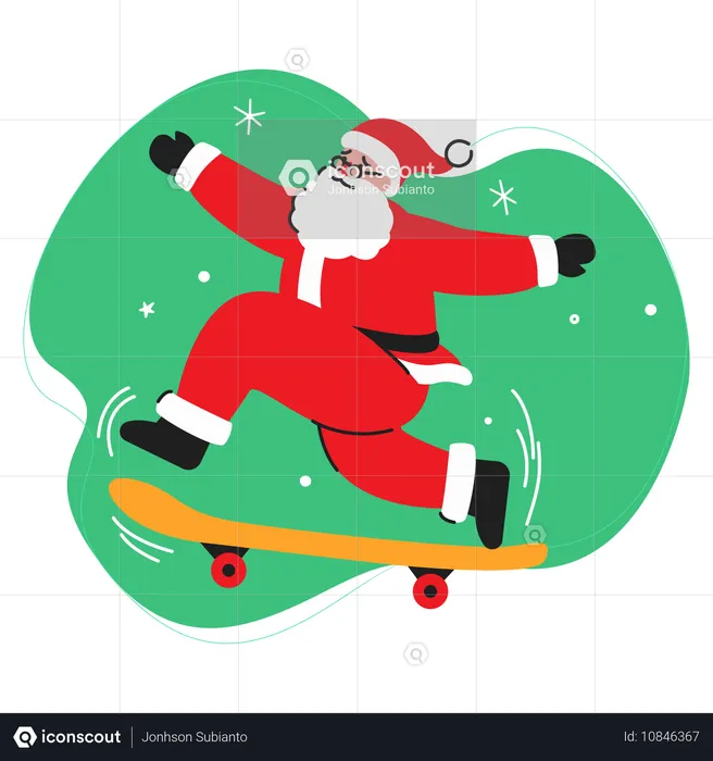 Papai noel curtindo andar de skate  Ilustração