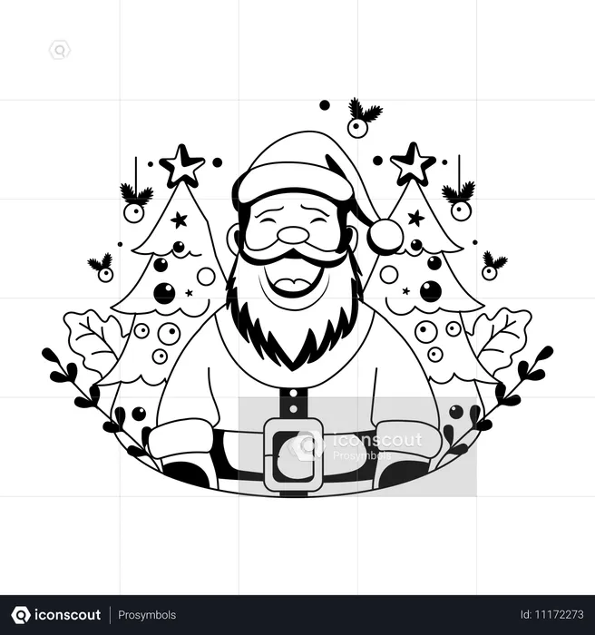 Feliz Papai Noel acenando com a mão  Ilustração