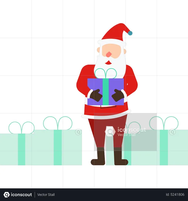 Papai Noel fica com presentes  Ilustração