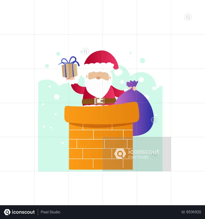 Papai noel na chaminé  Ilustração