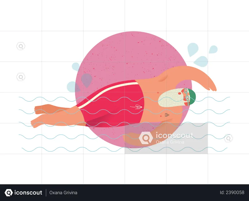 Papai Noel nadando na piscina  Ilustração