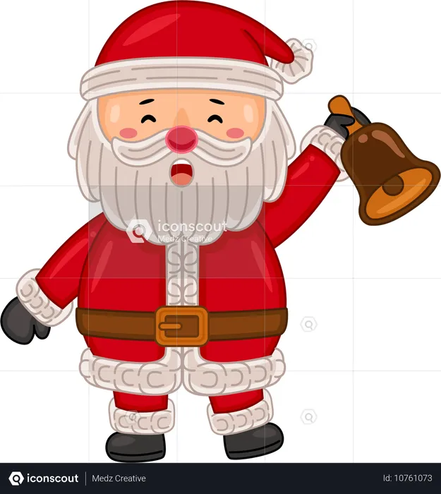 Papai Noel segurando o sino  Ilustração