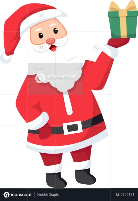 Papai Noel segurando presente  Ilustração