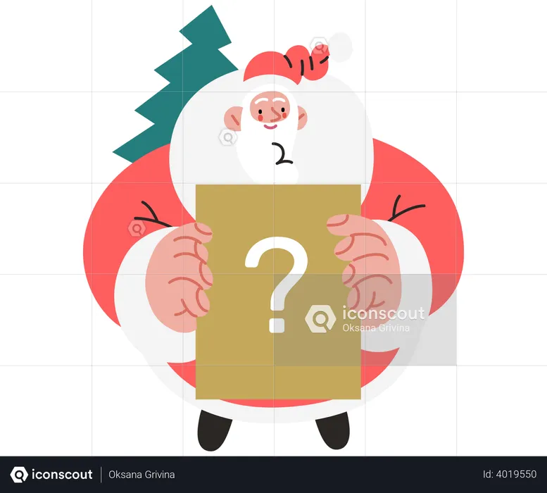 Papai Noel segurando um quadro informativo  Ilustração