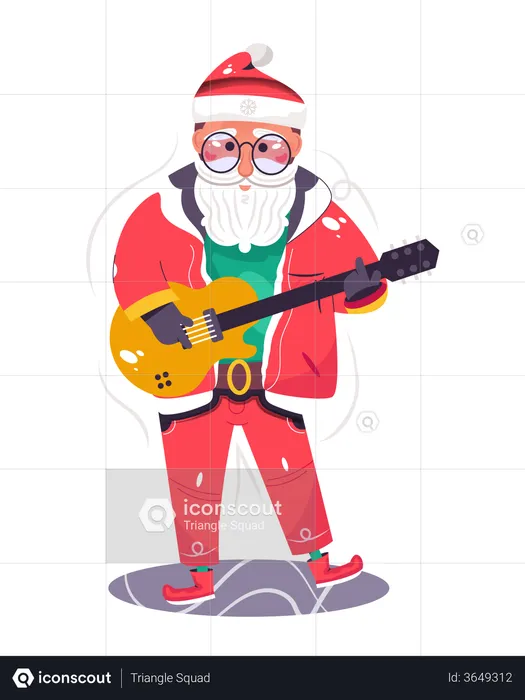 Papai Noel tocando violão  Ilustração