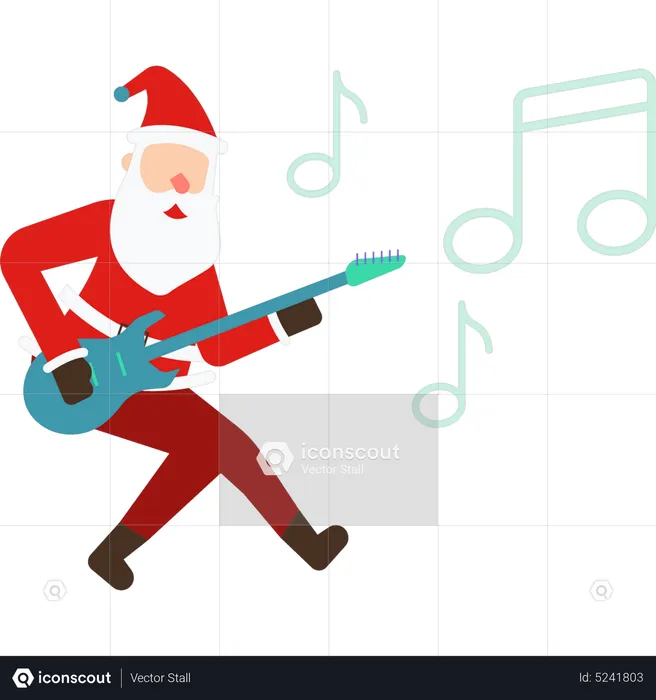 Papai Noel tocando violão  Ilustração