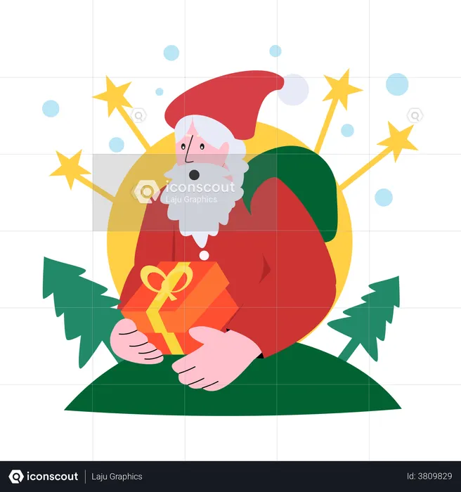 Papai Noel trazendo presentes  Ilustração